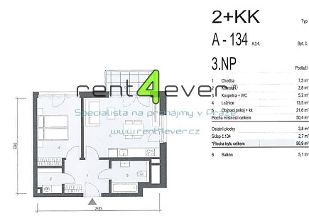 Pronájem bytu, Hodkovičky, V náklích, úplně nový byt 2+kk, v novostavbě Golf resort, balkon, sklep, Rent4Ever.cz